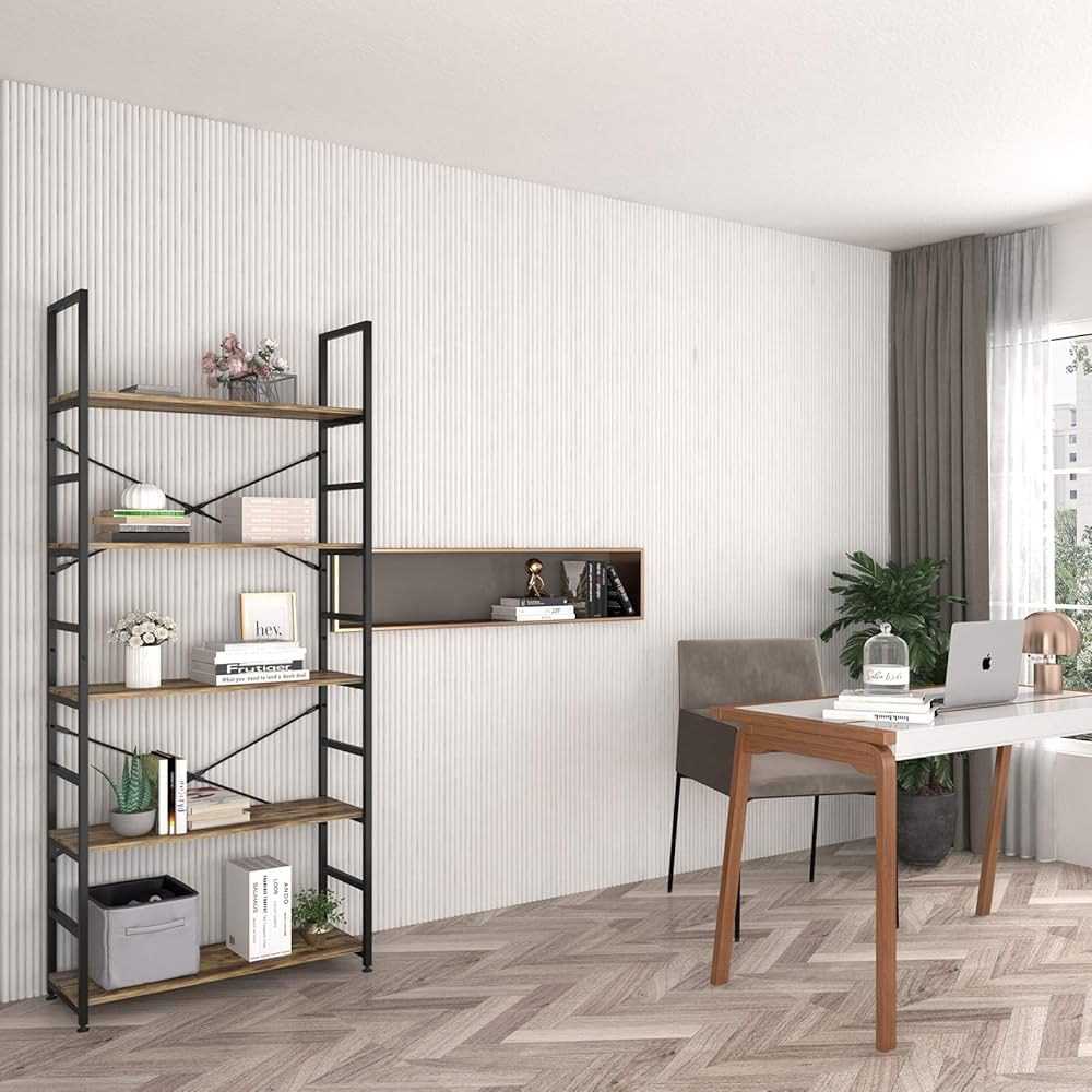 Magic Life Bookshelf with 4 Wheels and Feets,5-Tier